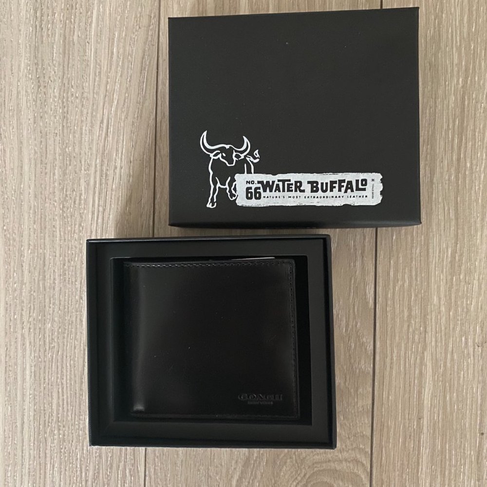 (New) Coach Men's Boxed Double Billfold Wallet - Black